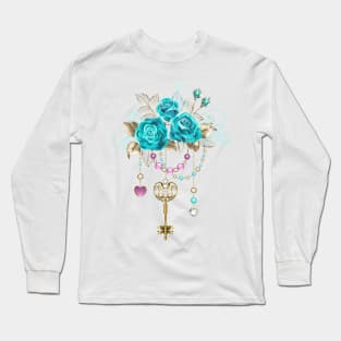 Turquoise Roses with Keys Long Sleeve T-Shirt